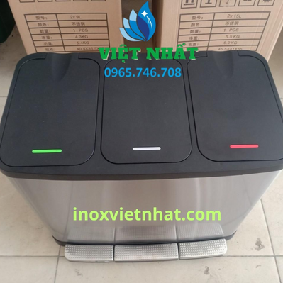 Thùng rác inox đạp chân phân loại 2–3 ngăn Việt Nhất