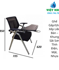 Alternative view of Ghế Gấp/Ghế Xếp Liền Bàn - Khung Sắt Sơn Tĩnh Điện, Mặt, Nhựa: Tiện Dụng, Bền Đẹp