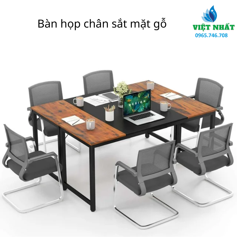 Bàn họp chân sắt mặt gỗ - Nội Thất Việt Nhất