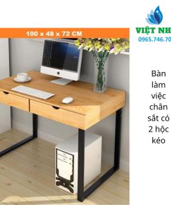 Bàn làm việc/ bàn học - chân sắt, có 2 hộc kéo Việt Nhất