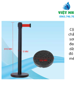 Cột chắn sơn đen dây đỏ 2 mét – Mạnh mẽ, hiện đại và bền bỉ