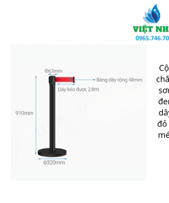 Alternative view of Cột chắn sơn đen dây đỏ 2 mét – Mạnh mẽ, hiện đại và bền bỉ
