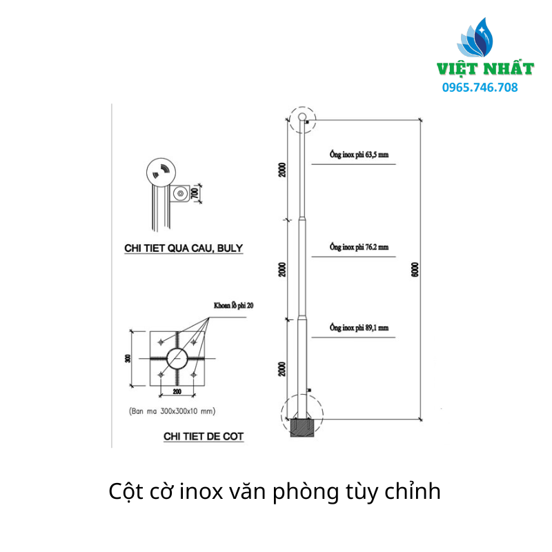 Cột Cờ Văn Phòng Inox 304 Việt Nhất - Ảnh 2