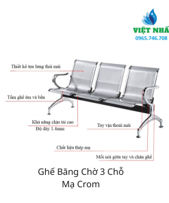 Ghế Băng Chờ 3 Chỗ Mạ Crom