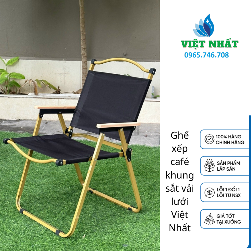 Ghế Xếp Cafe/ Câu Cá Khung Inox - Vải Lưới - Ảnh 2