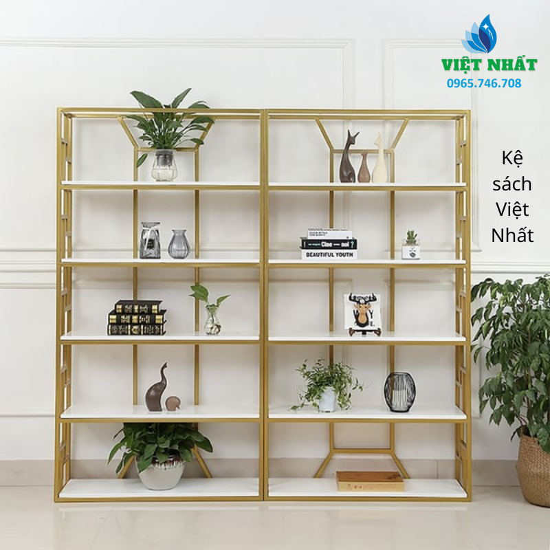 Kệ Sách Việt Nhất - Kết hợp giữa sắt và gỗ đơn giản, bền đẹp