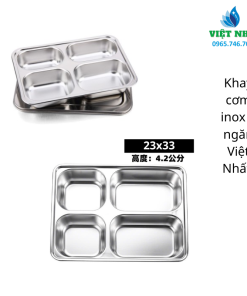Khay cơm inox 4 ngăn sâu VN192 | Xưởng gia công inox uy tín tại TPHCM - INOX VIỆT NHẤT