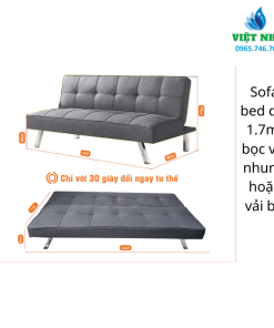 Alternative view of Sofa bed dài 1.7m, bọc vải nhung hoặc vải bố, hàng sẵn nhiều màu, giá tốt