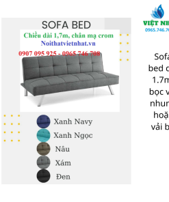 Sofa bed dài 1.7m, bọc vải nhung hoặc vải bố, hàng sẵn nhiều màu, giá tốt