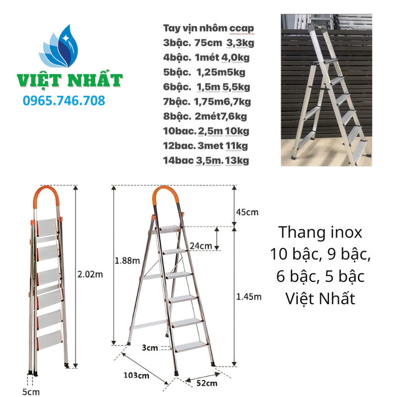 Thang Inox 10 Bậc - Inox Việt Nhất - Ảnh 2