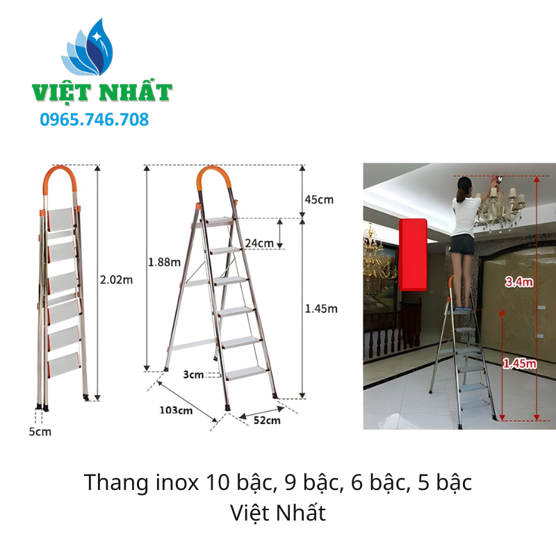Thang Inox 10 Bậc - Inox Việt Nhất - Ảnh 3