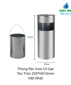 Alternative view of Thùng Rác Inox Có Gạt Tàn Tròn 250*H610mm