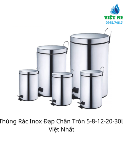 Thùng Rác Inox Đạp Chân Tròn 5-8-12-20-30L