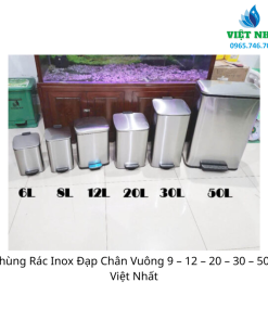 Alternative view of Thùng Rác Inox Đạp Chân Vuông 9 - 12 - 20 - 30 - 50L