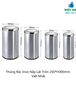 Alternative view of Thùng Rác Inox Nắp Lật Tròn 250*H300mm