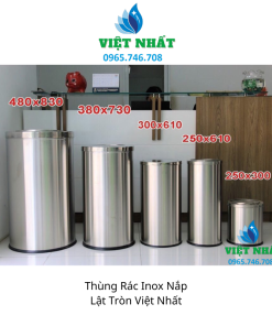 Thùng Rác Inox Nắp Lật Tròn 380*H730mm