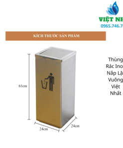 Thùng Rác Inox Nắp Lật Vuông
