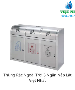 Thùng Rác Ngoài Trời 3 Ngăn Nắp Lật | noithatvietnhat.vn