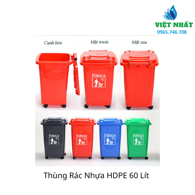 Thùng Rác Nhựa HDPE 60 Lít, Tiện Dụng, Giá Rẻ - Ảnh 2