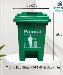 Thùng Rác Nhựa HDPE 60 lít đạp chân - Việt Nhất