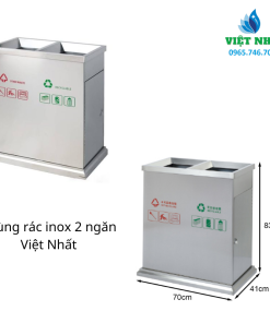 Alternative view of Thùng rác inox 2 ngăn Việt Nhất – Giải pháp phân loại rác hiện đại và tiện lợi