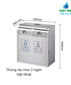 Thùng rác inox 2 ngăn Việt Nhất – Giải pháp phân loại rác hiện đại và tiện lợi