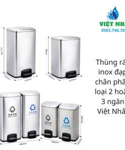 Thùng rác inox đạp chân phân loại 2 hoặc 3 ngăn Việt Nhất