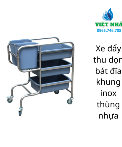 Alternative view of Xe Đẩy Thu Dọn Bát Đĩa Khung Inox Thùng Nhựa – Giải Pháp Tiện Lợi Cho Nhà Hàng, Khách Sạn