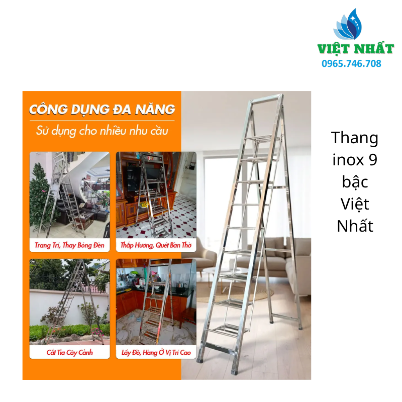 Thang Inox 9 Bậc - Inox Việt Nhất - Ảnh 2