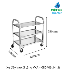 Xe đẩy inox 3 tầng VXA – 080 - Nội Thất Việt Nhất